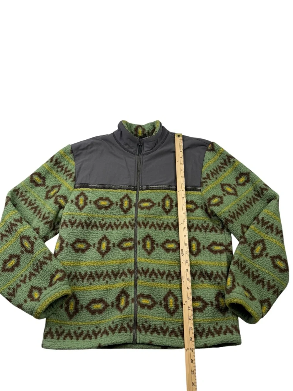 Prana Hurricane Full Zip Fleece Jacket M Green Aztec Southwestern Gorpcore
